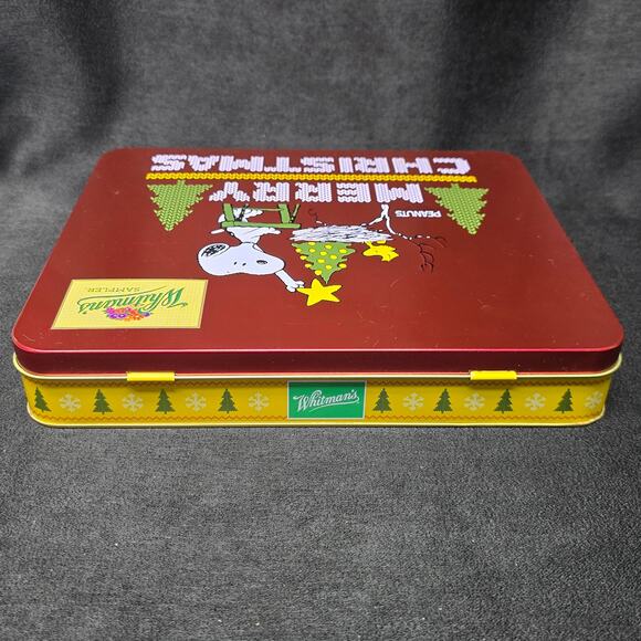 Whitman's Sampler Snoopy Red Merry Christmas Storage Container Peanuts Tin - Picture 6 of 11